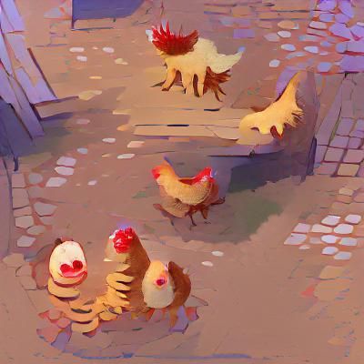 Colorful AI Image of Chickens