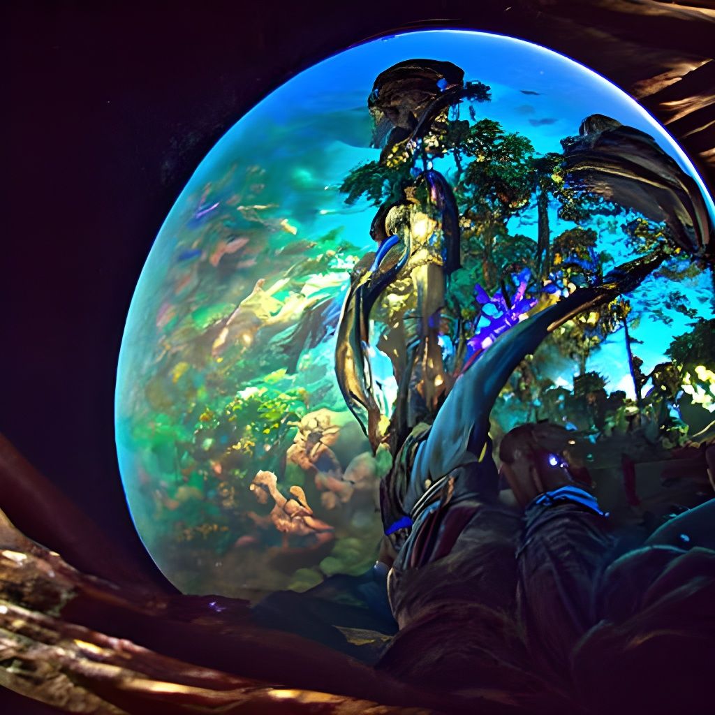 Bioluminescent Jungle Planetscape in Art Nouveau Style