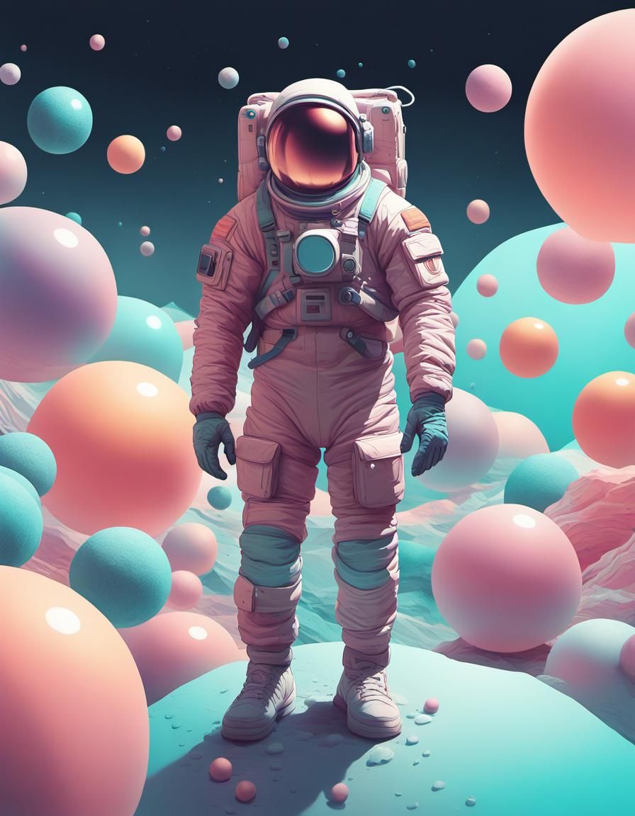 Abstract Pastel Astronaut Digital Art