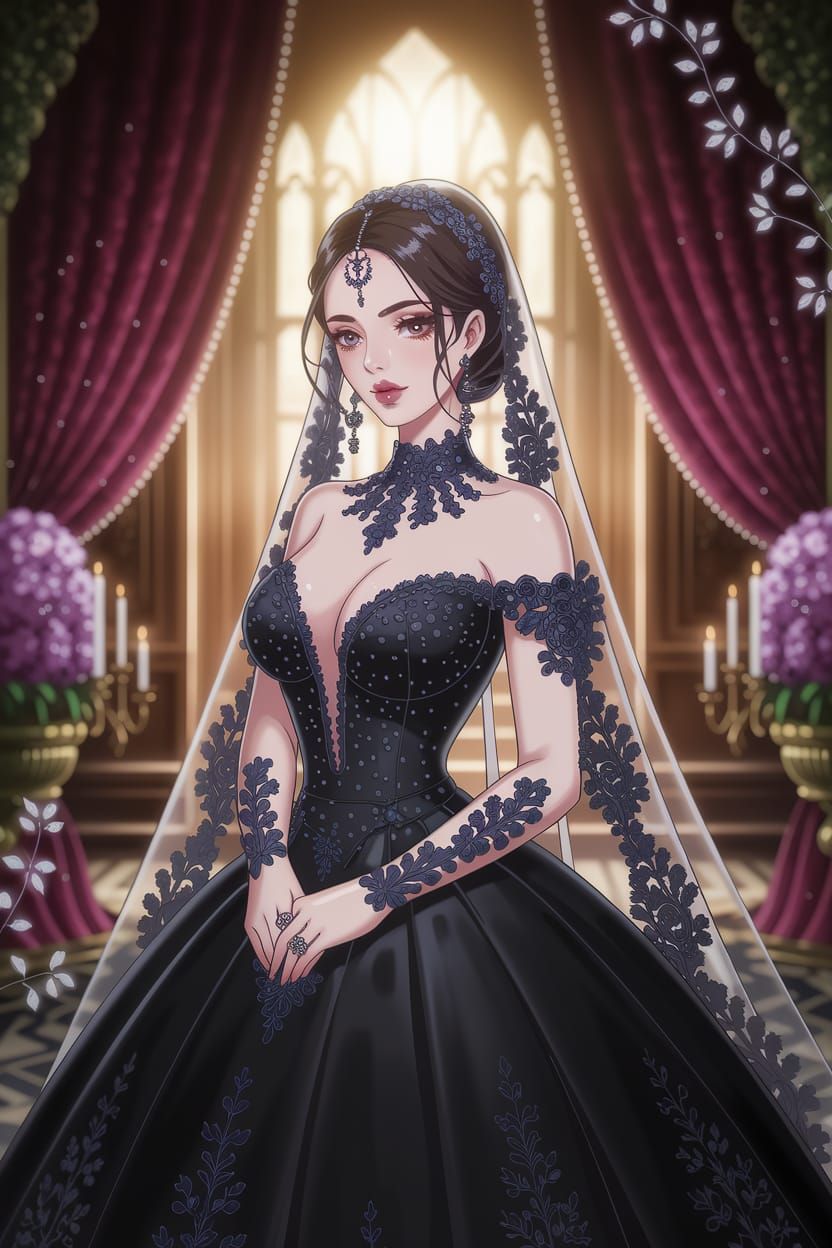 Gothic Anime Indian Bride Portrait