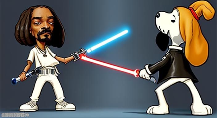 snoop dogg vs Snoopy lightsaber sword fighting
