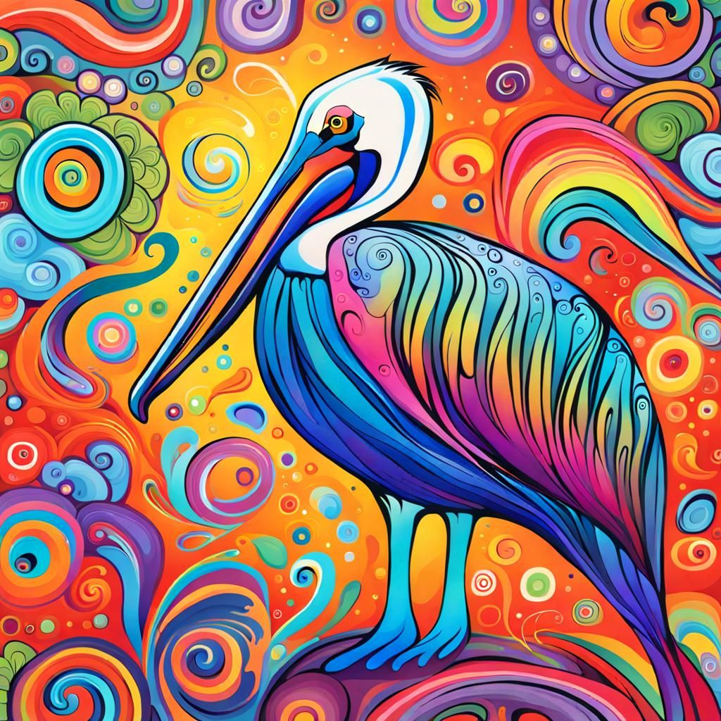 Fun with AI - Abstract Colorful Pelican 2