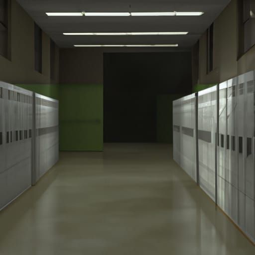 Sinister Empty School Hallway Matte Painting