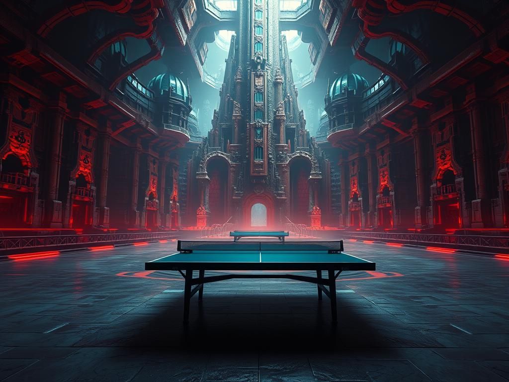 Futuristic Ping Pong Arena: Fantasy Concept Art