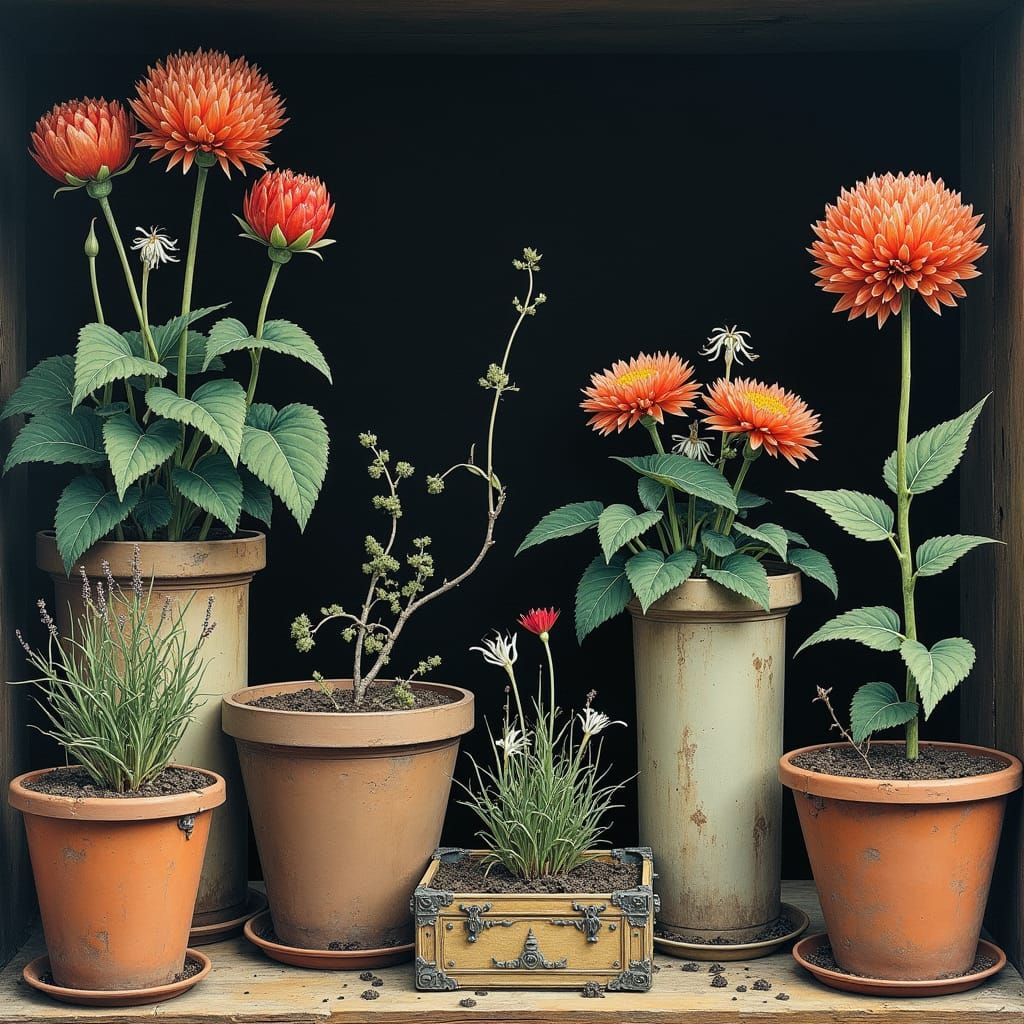 Floral Still Life Inspired by Arthur Rackham