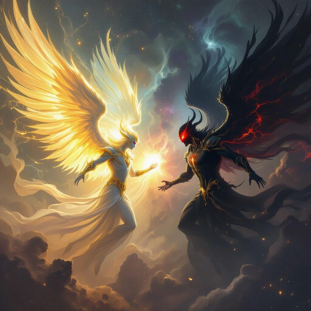 God of Light vs. Darkness in Cosmic Battle