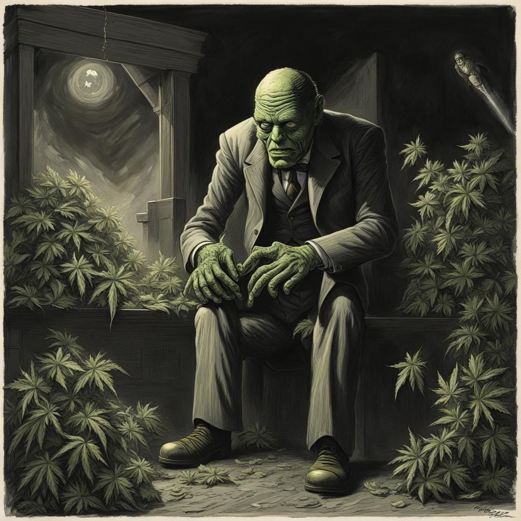 Universal Monsters Marijuana Man in Horror Style