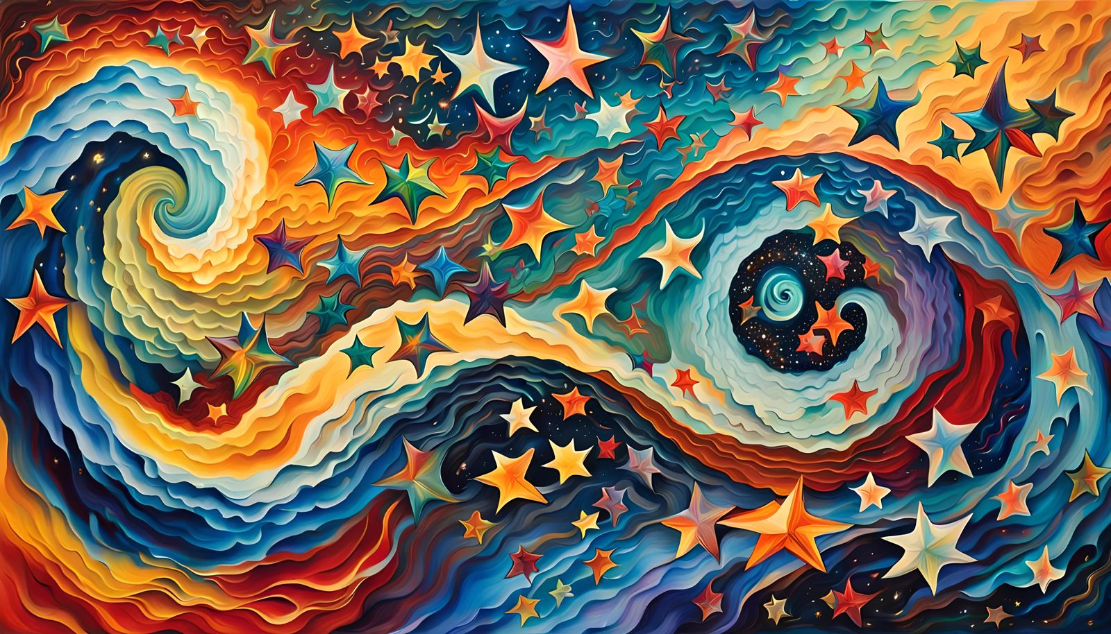 Opalescent Star Cluster Formation in Abstract Expressionism