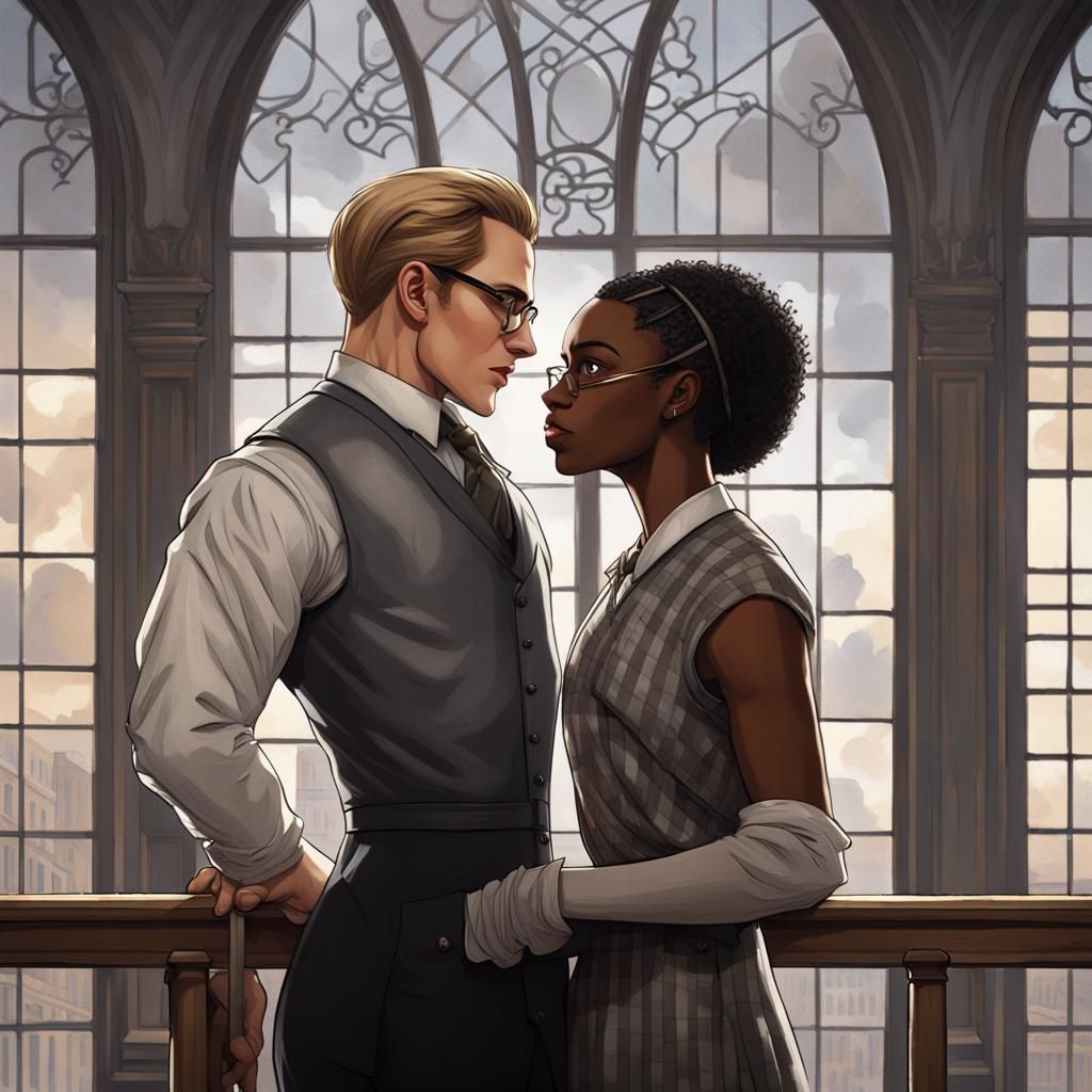 Fencing Lovers in Gothic City, Detailed Matte Painting