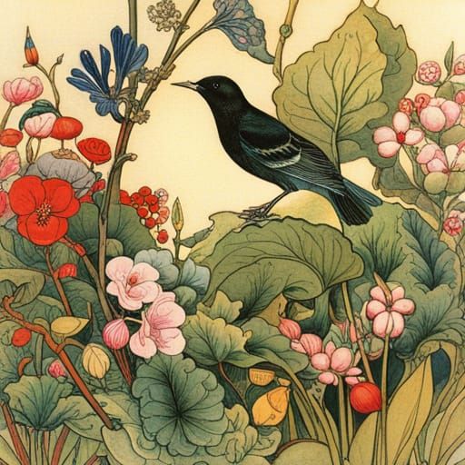 Bird Song in a Lush Cottage Garden