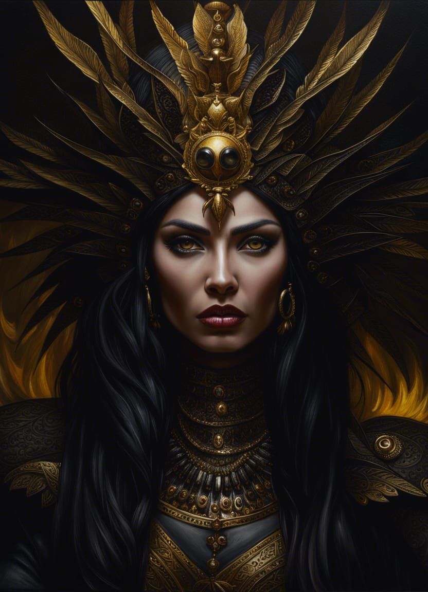 Evil Goddess Portrait in Dark Fantasy Style