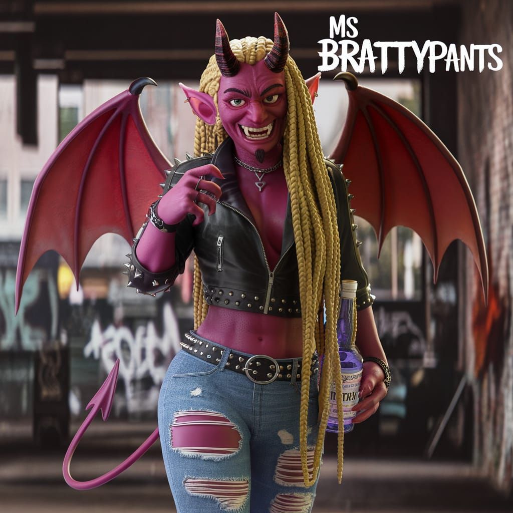 Punk Rock Demon with Vodka in 3D Render