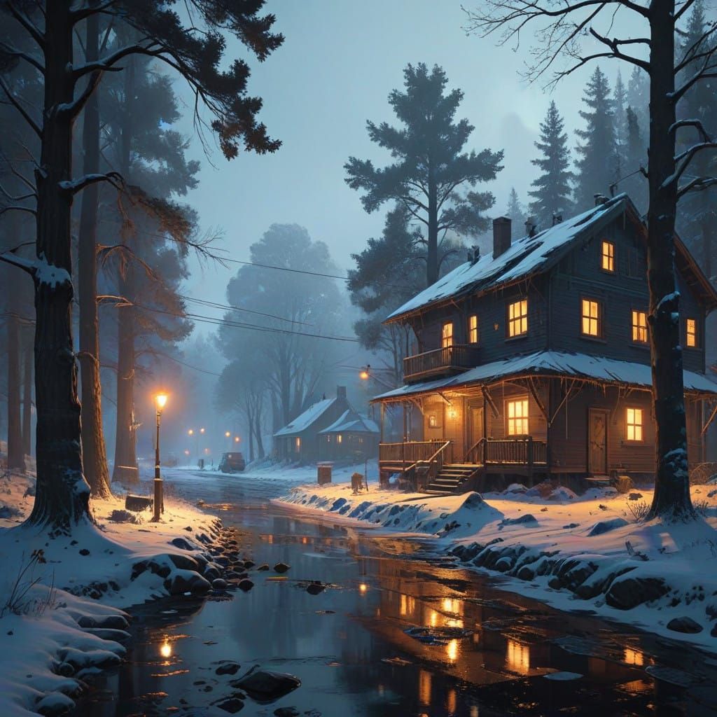 Winter Evening Serenade in Soft, Cinematic Volumetric Lighti...