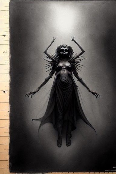 Creepy Lady Death Portrait in Charcoal Style
