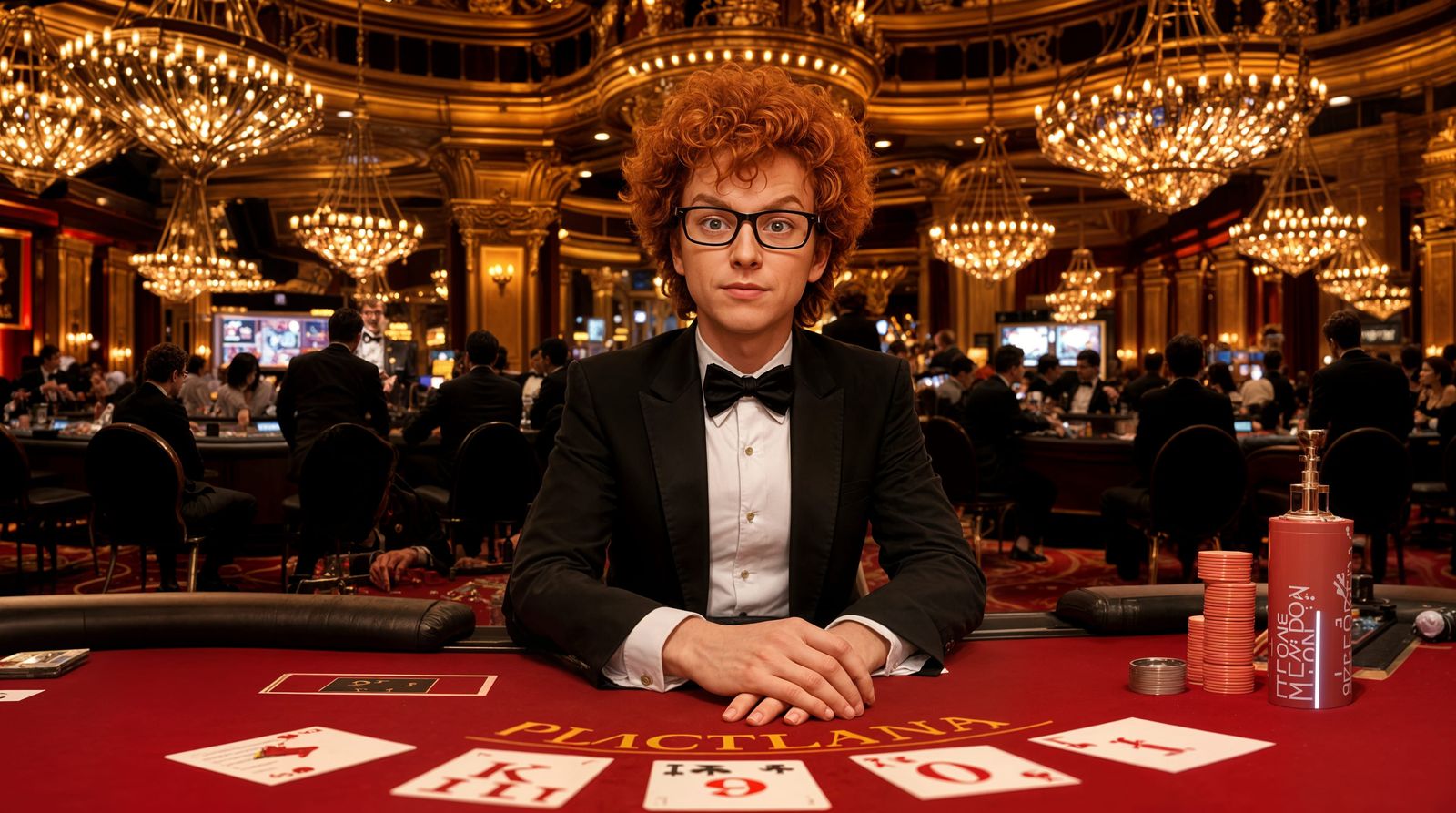 Napoleon Dynamite as a Suave Spy in a Casino