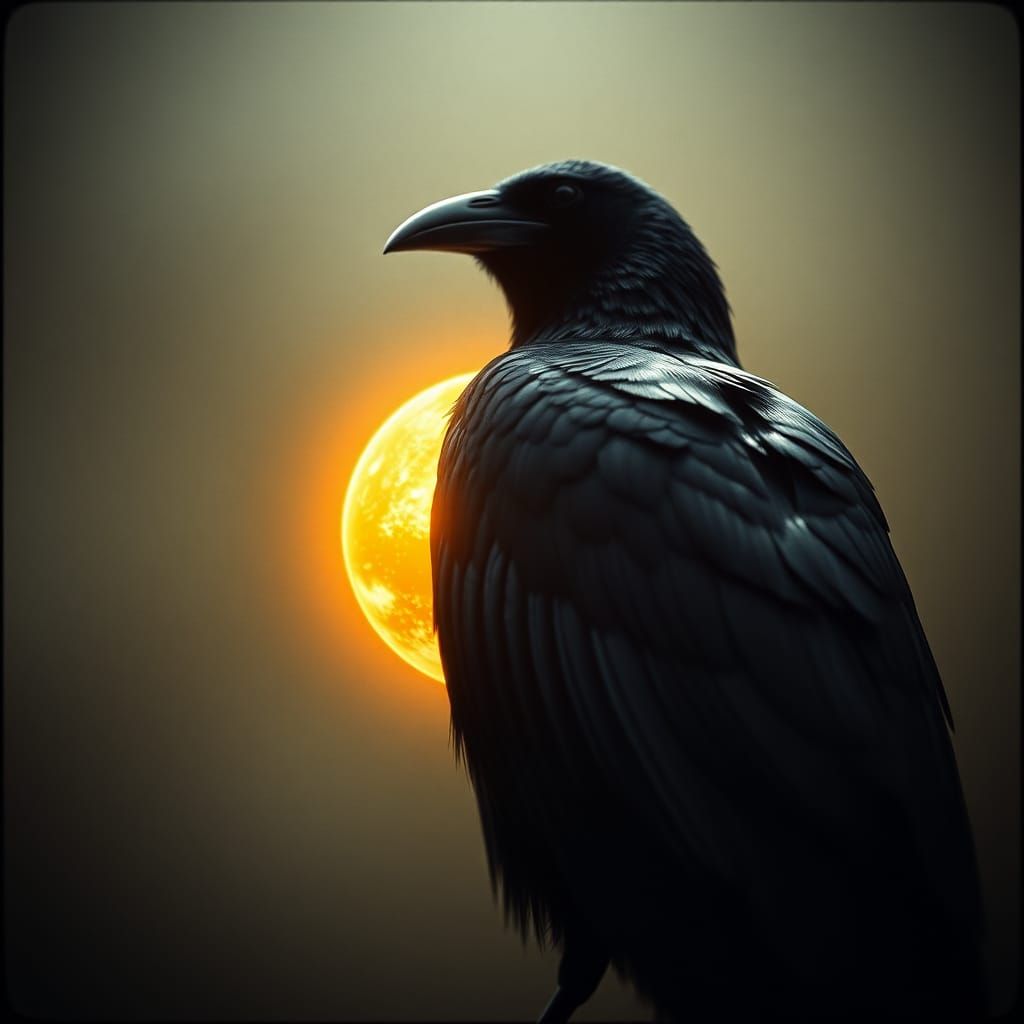Crow Carrying the Cosmos: Cinematic Bird Portrait