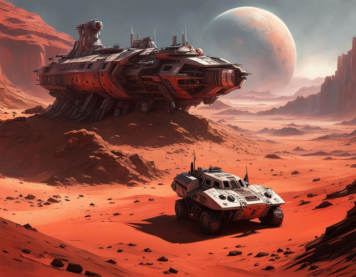 Abandoned Spaceship on Red Planet, Speedpaint Style