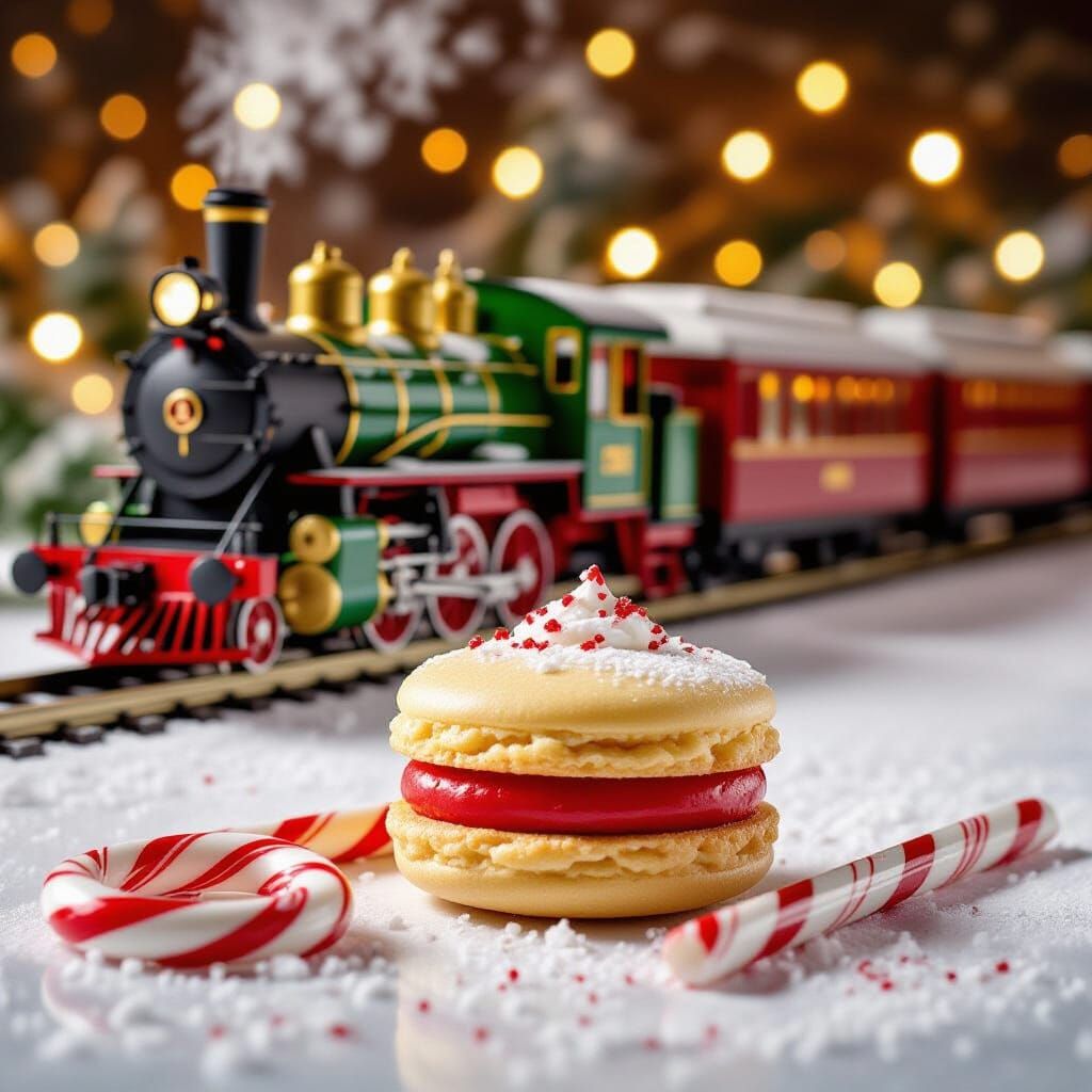 Christmas Candy Cane Macaroon on Festive Railway