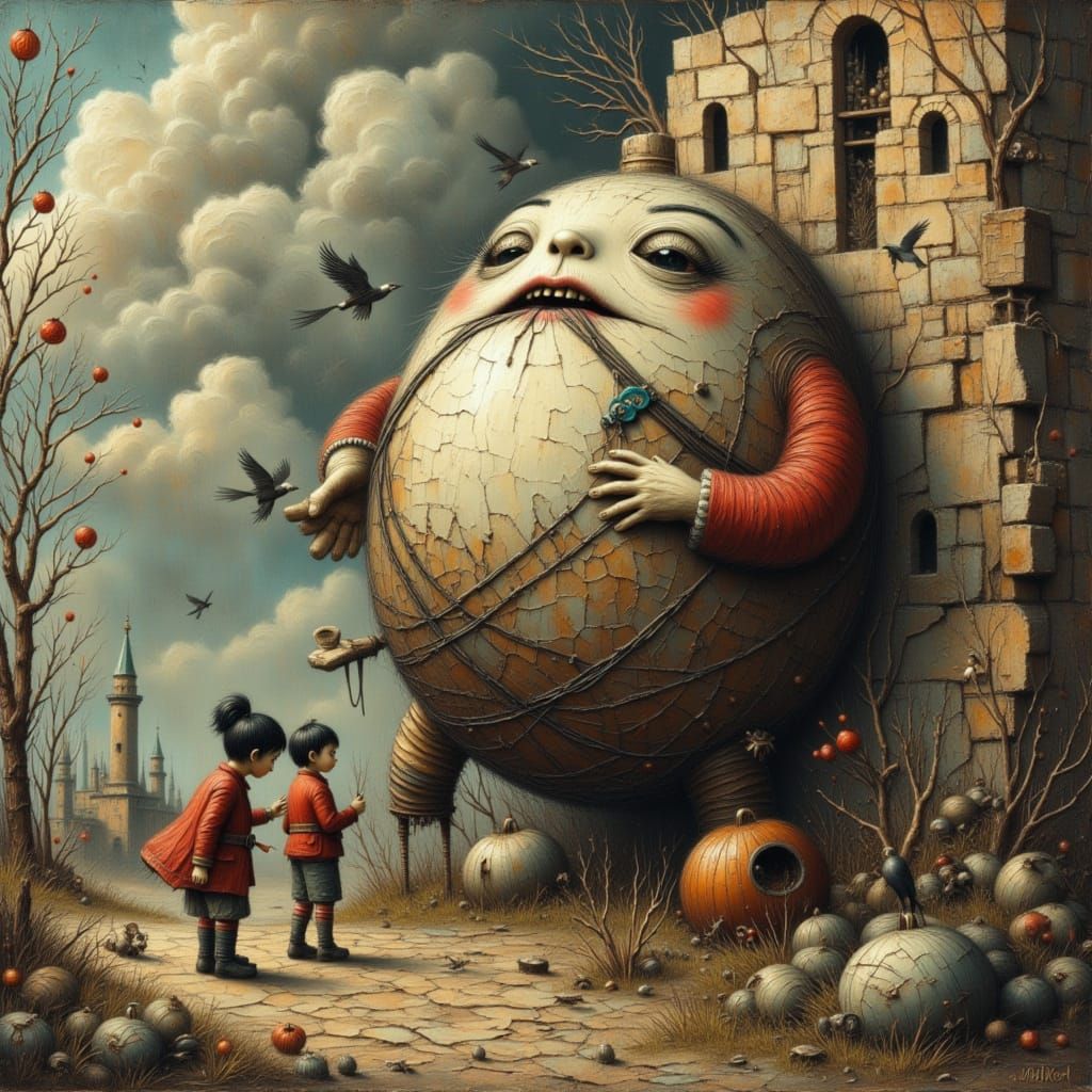 Humpty Dumpty Sad After Fall, Soldiers Try Repair