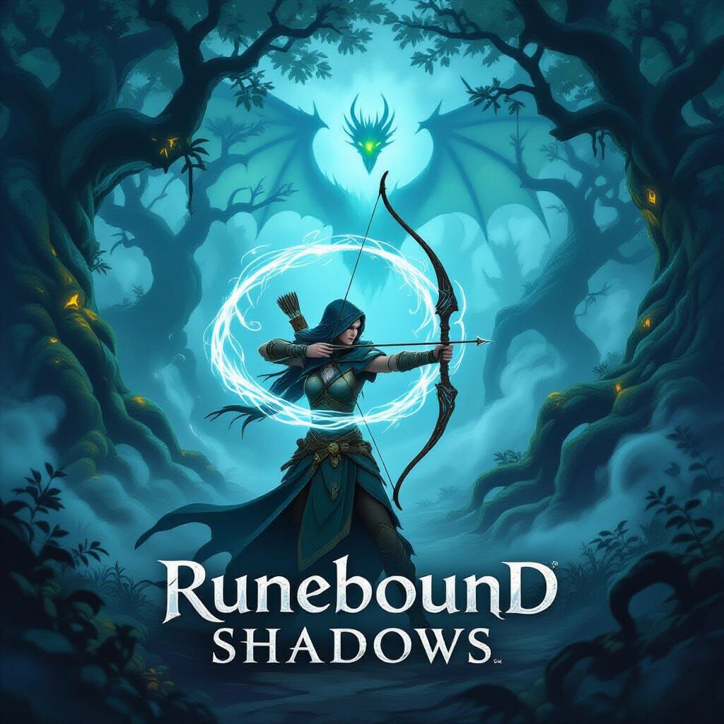 Mystical Archer in Enchanted Forest, Painterly Style