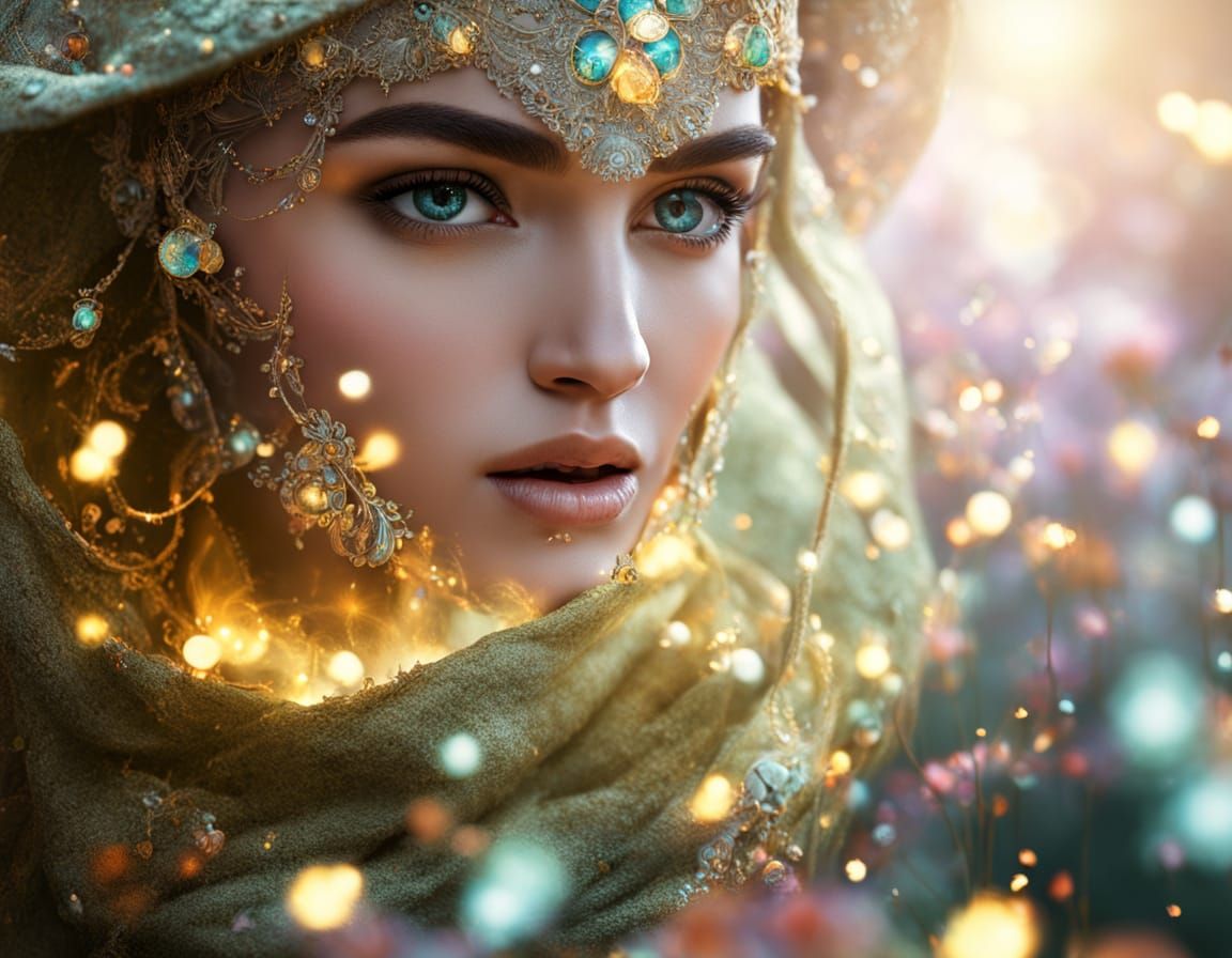 Sorcerer Contemplating Mystical Energies in an Ancient Chamb...