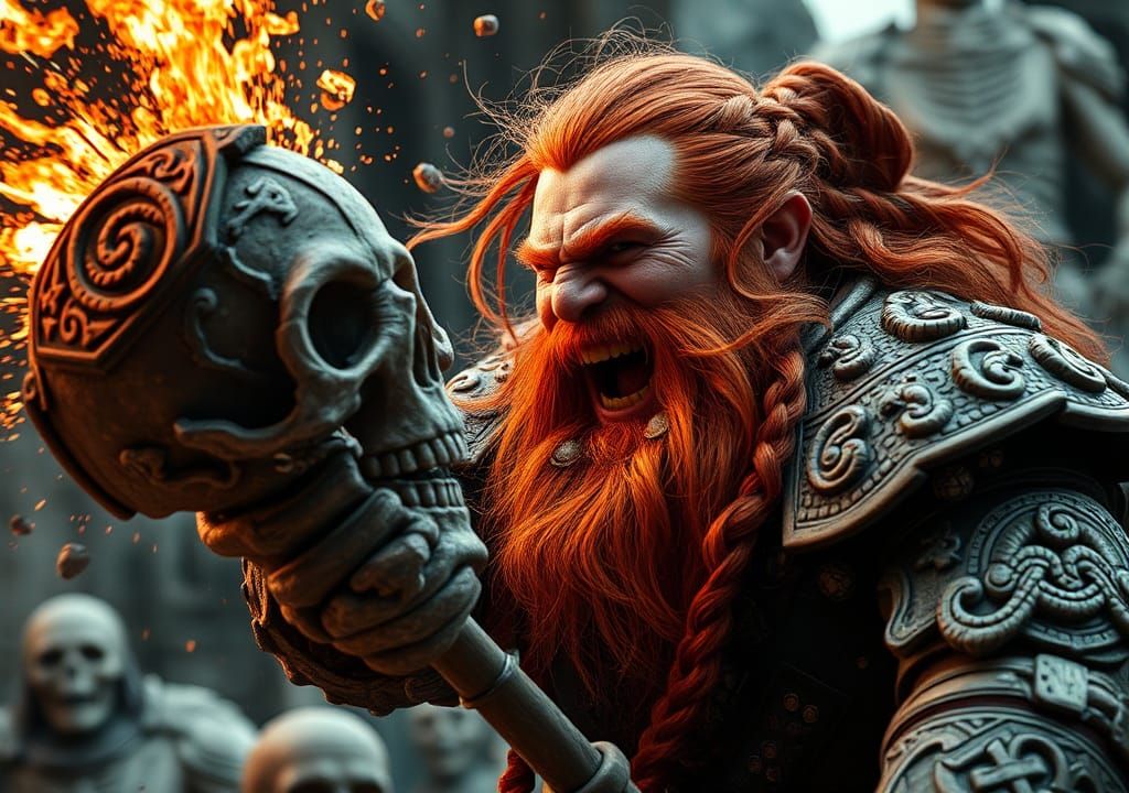 Dwarf Warrior's Crushing Blow in Cinematic Style