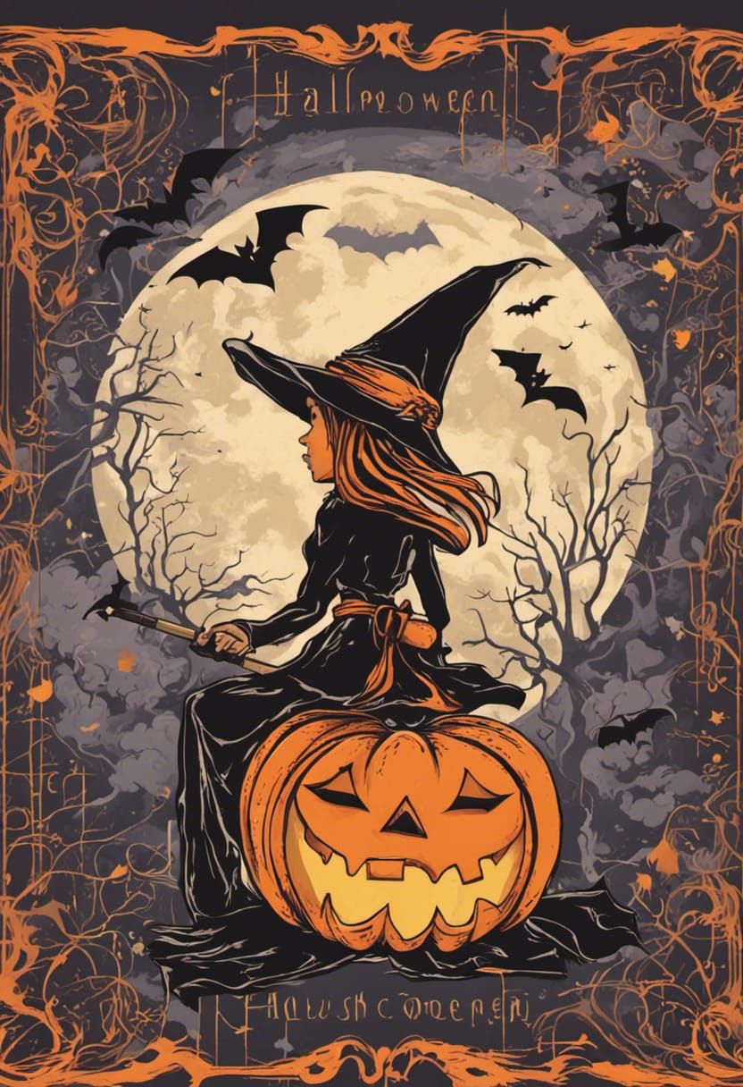 Halloween Book Cover: Witch, Pumpkin, Word Search