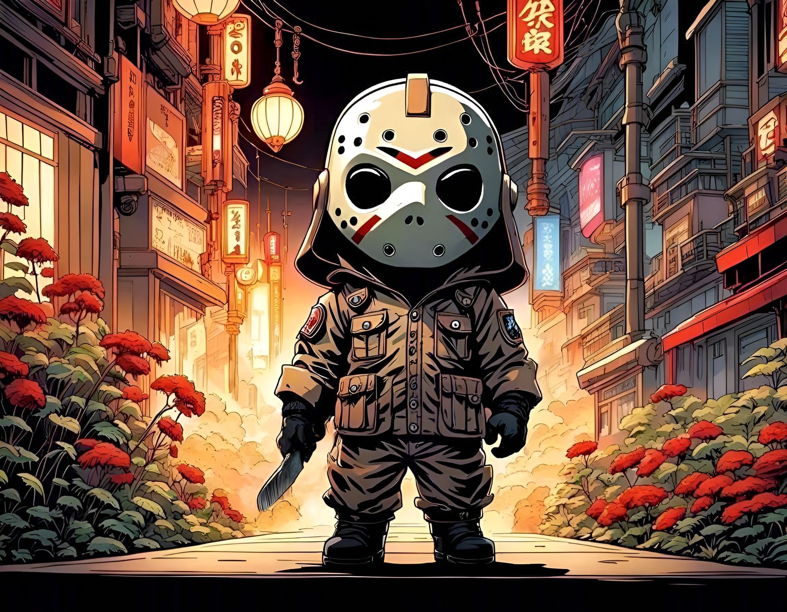 Chibi Jason Voorhees in Studio Ghibli Style