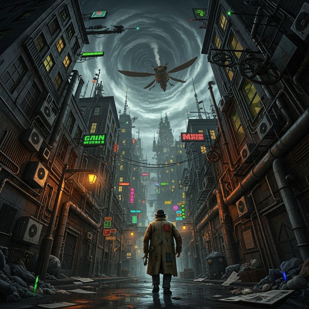 Grimdark Scene with Surreal Elements