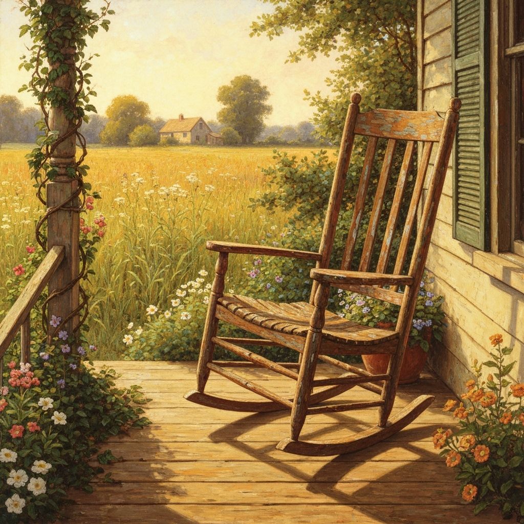 Rustic Rocking Chair on Porch in Wyeth Style