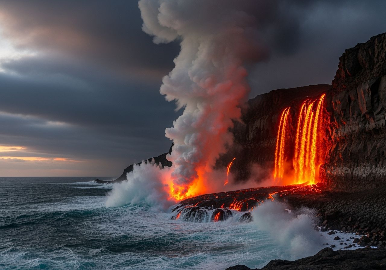 Volcanic Eruption at Sea: A Dramatic Seascape