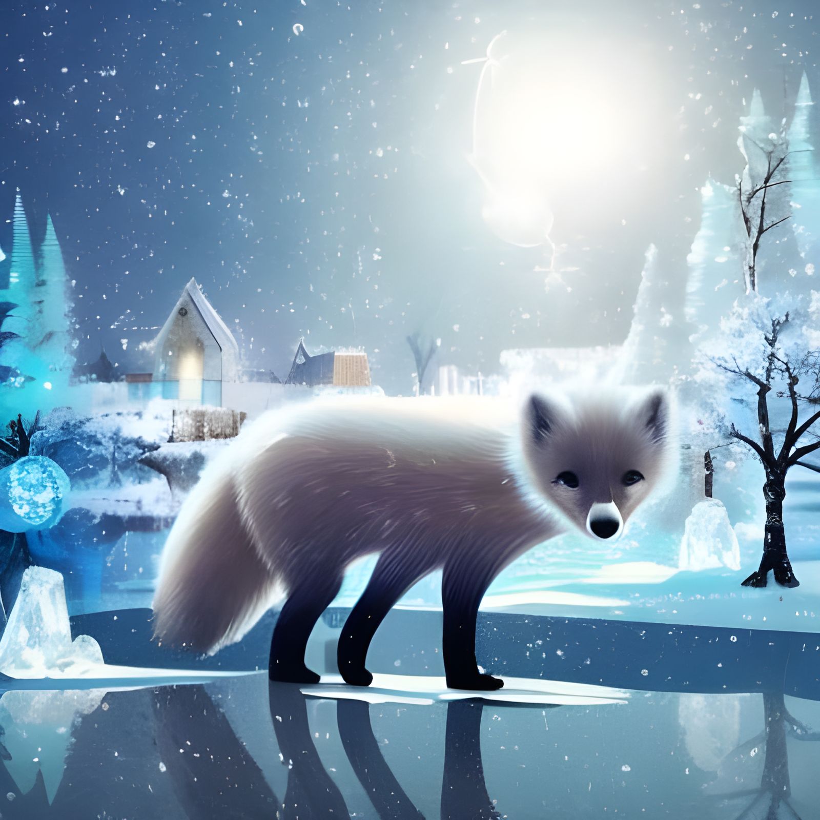 Adorable Arctic Fox in Snowy Landscape