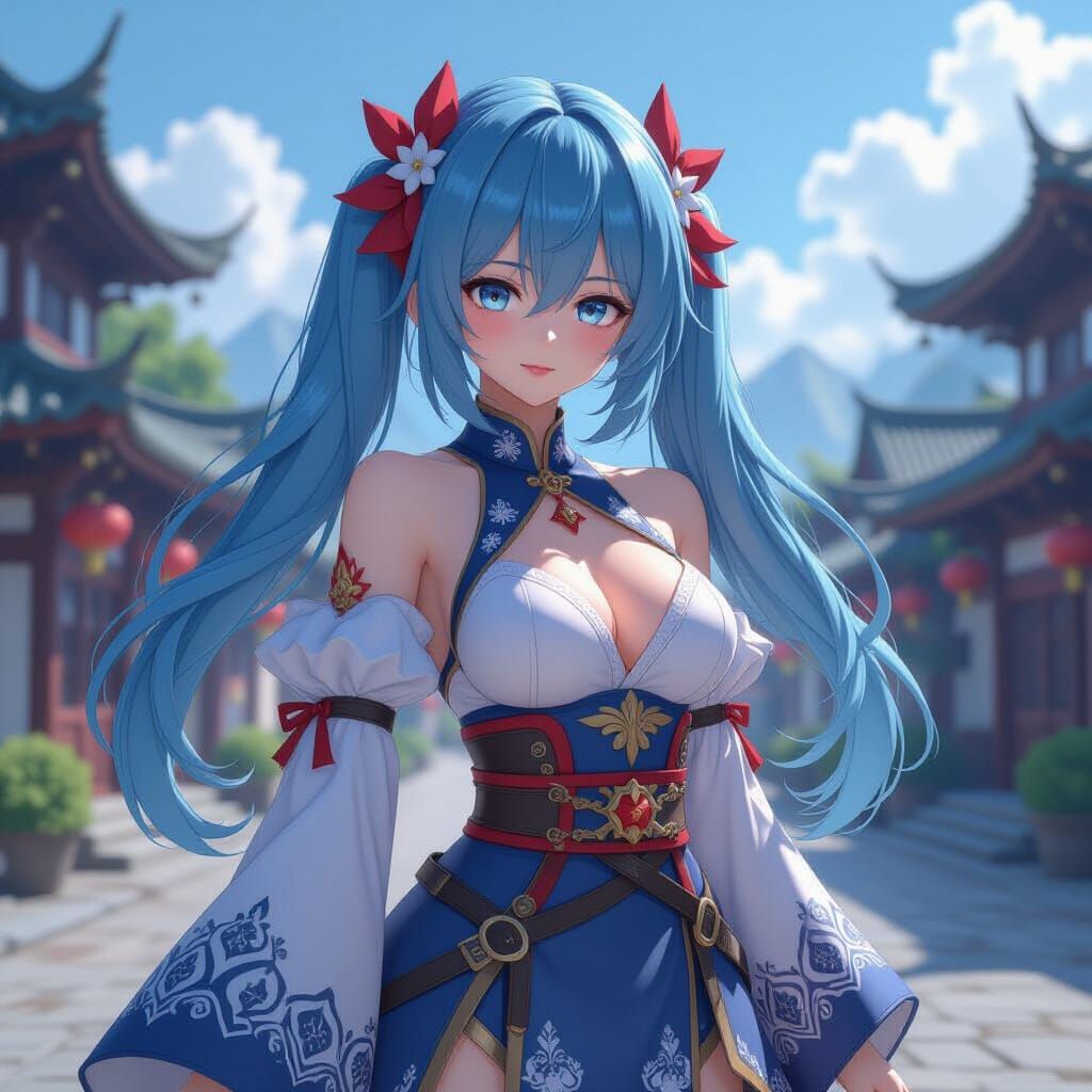 Anime Girl Portrait in Detailed 3D Style