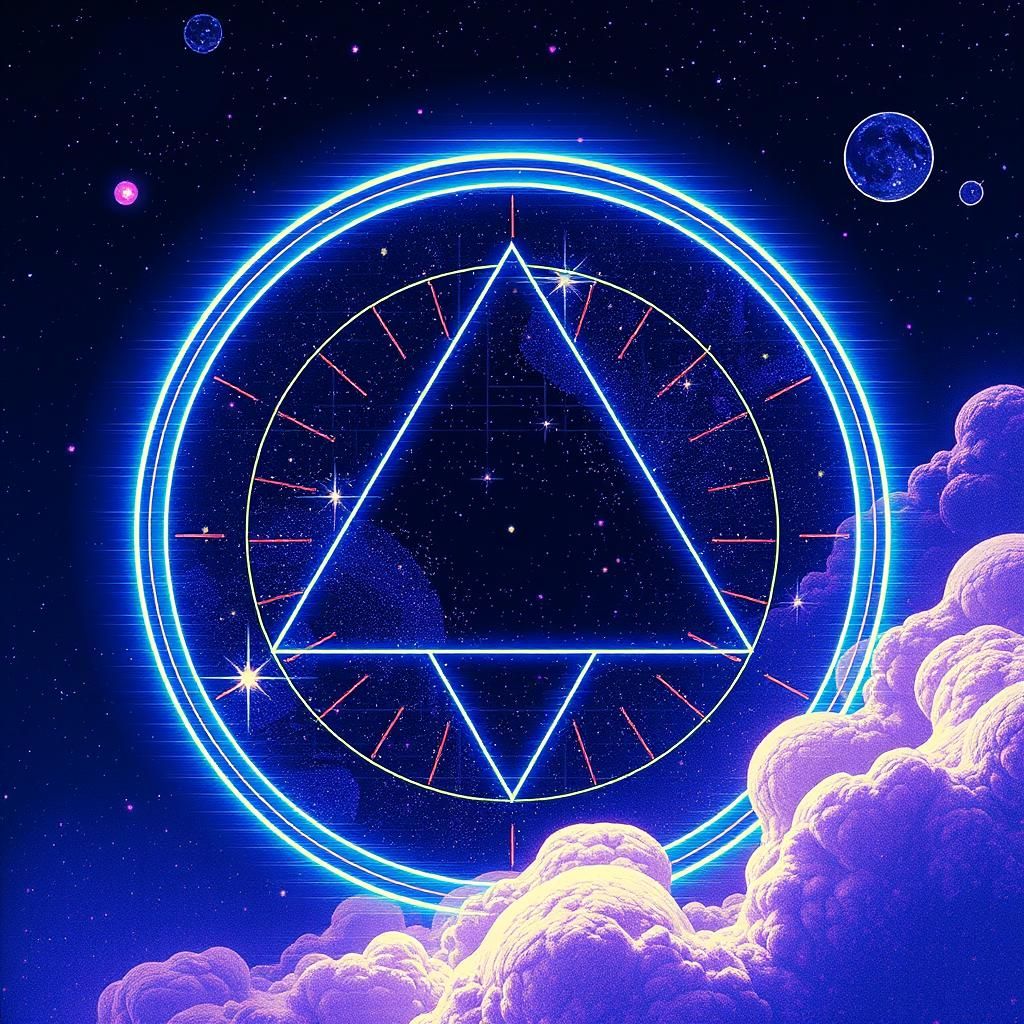 Abstract Indigo Constellation in Maximalist Glitch Style