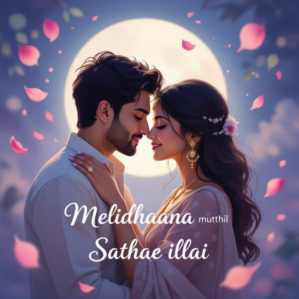 Romantic South Asian Couple in Moonlit Serenity