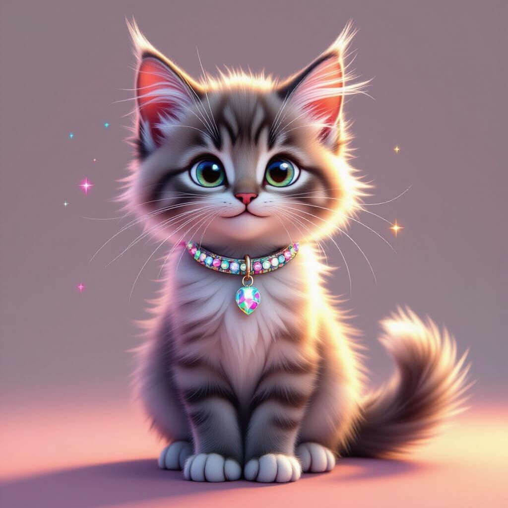 Birman Kitten with Fluffy Tail in 3D Digital Art