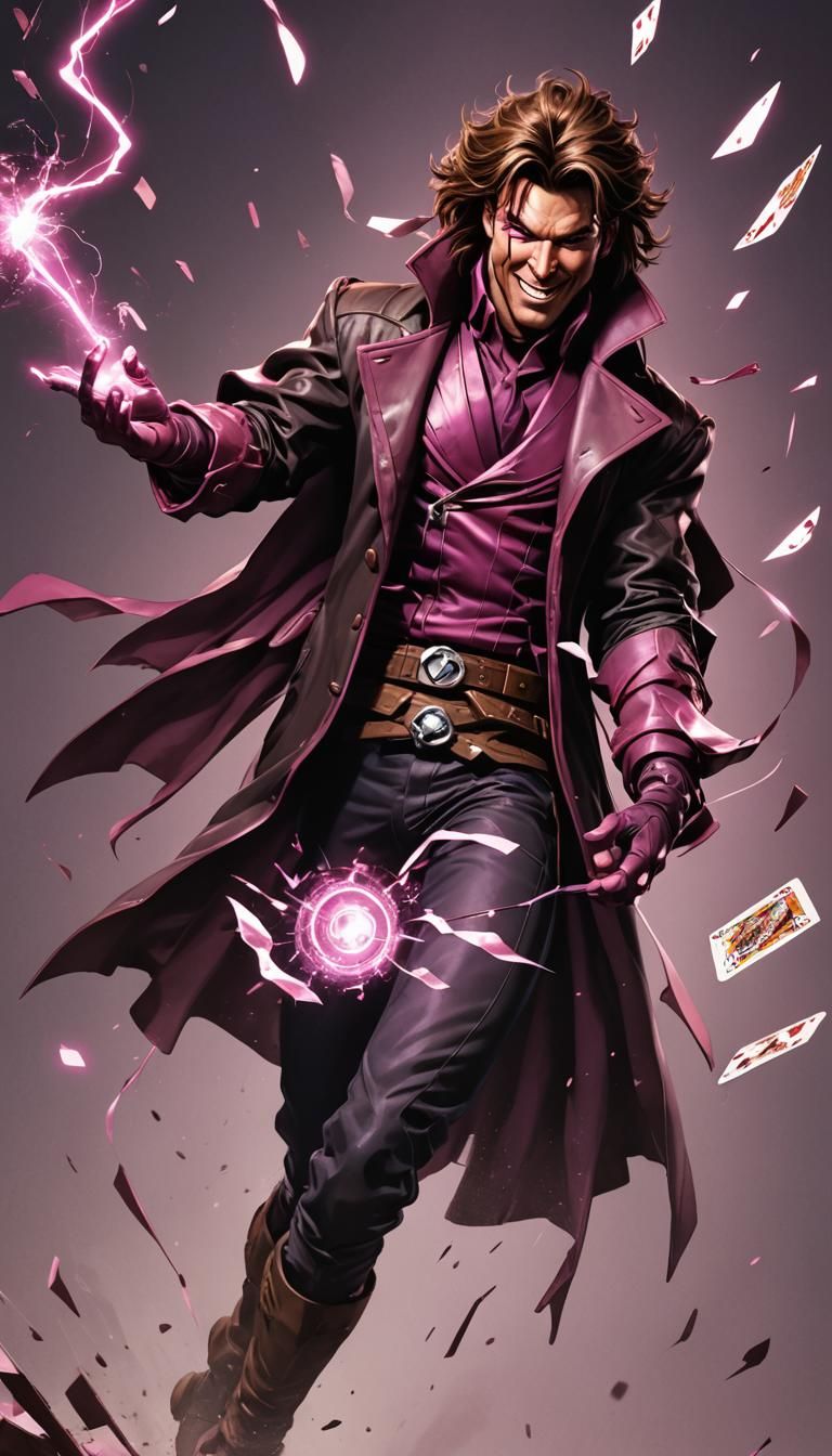 Gambit Charging Cards with Kinetic Energy, Anime Style