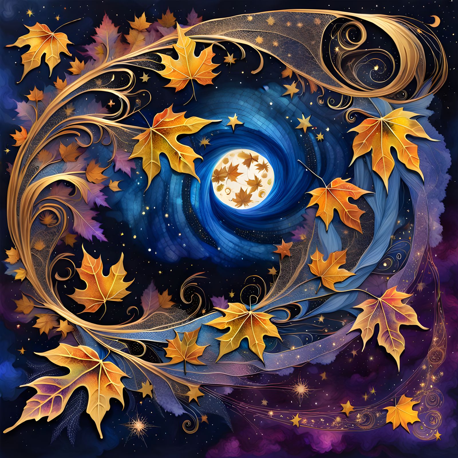 Whimsical Autumn Night with Hyperrealist Collage Techniques