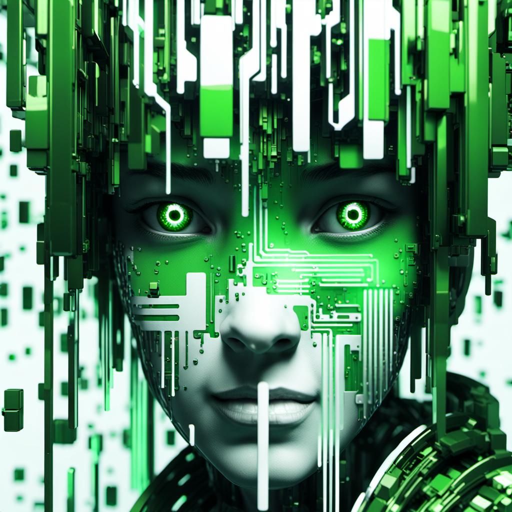 Futuristic Green Code in Cyberpunk Style