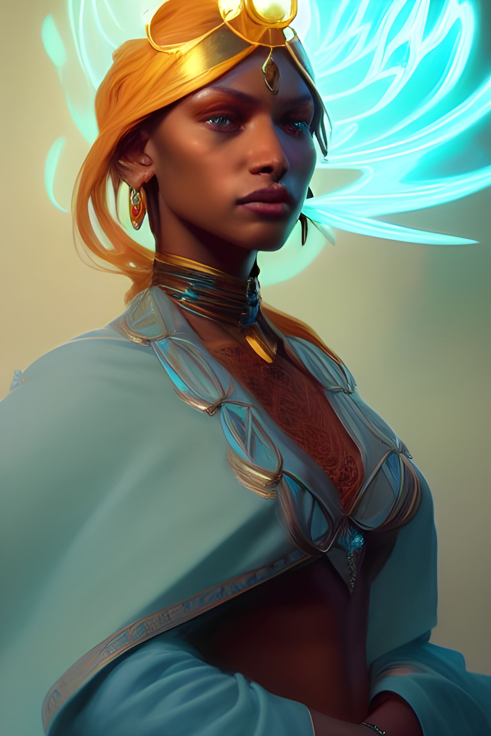 Cleric Portrait in Warm Tones, Digital Art