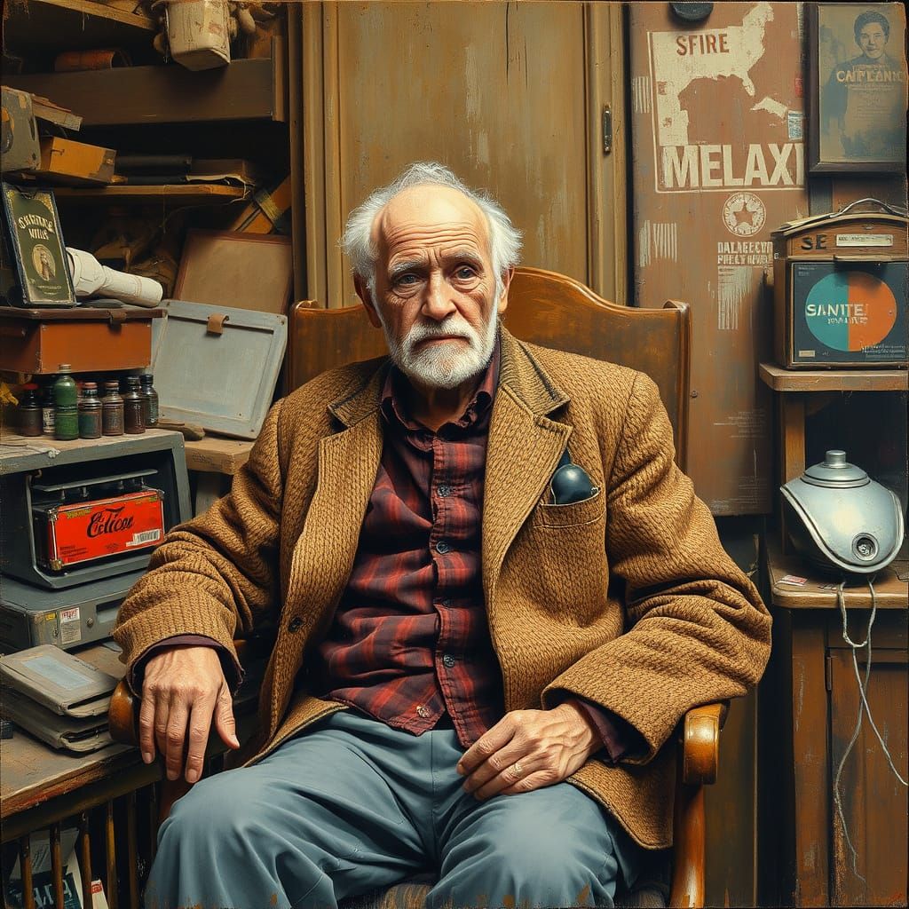 Old Man Portrait in Gritty Urban Style