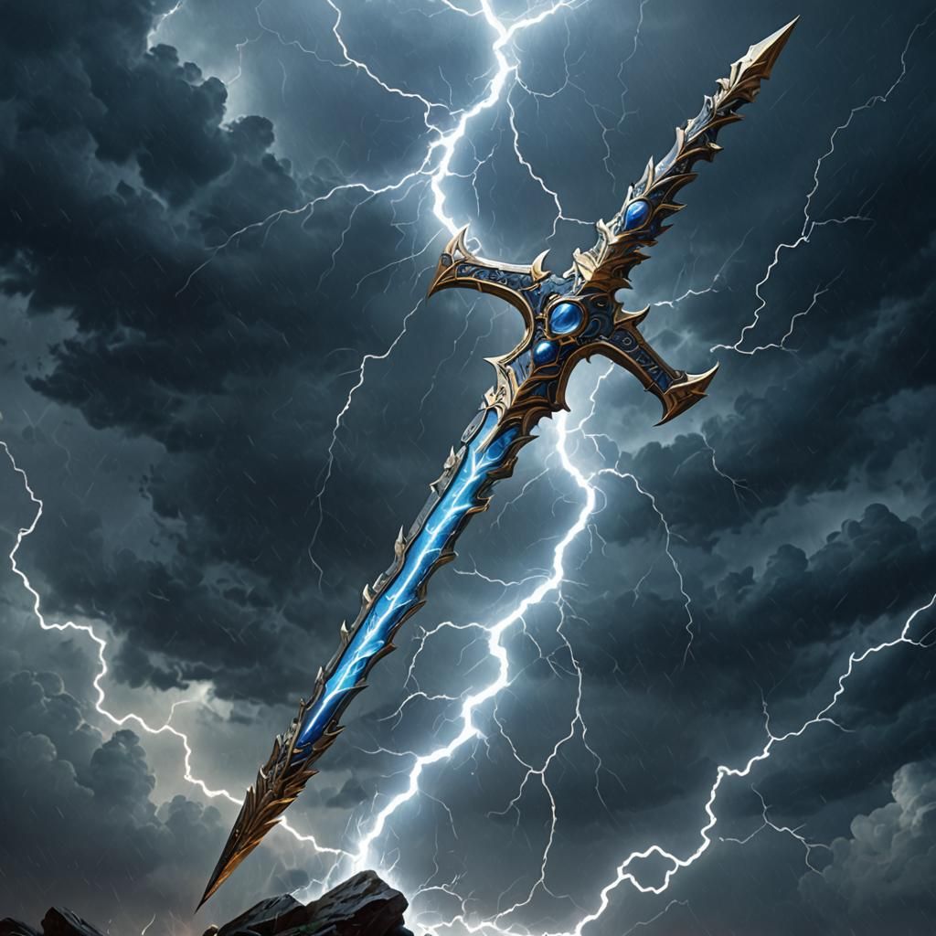 Lightning Spear with Intricate Storm Design