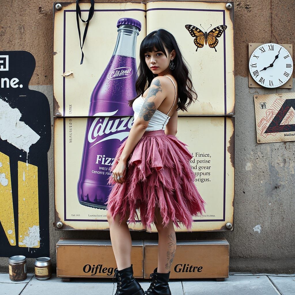 Cyberpunk Girl Posing in Gritty Urban Scene