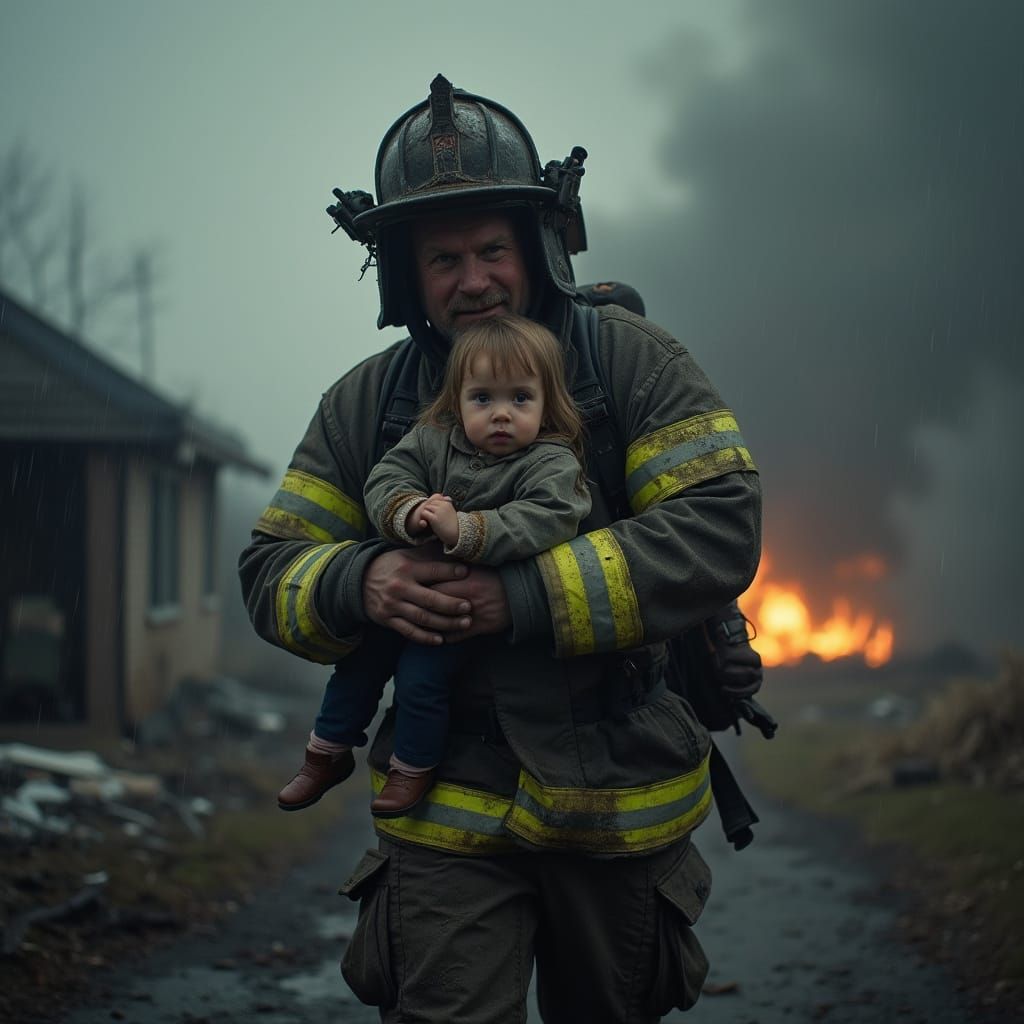 Firefighter's Heroic Rescue from Burning Building