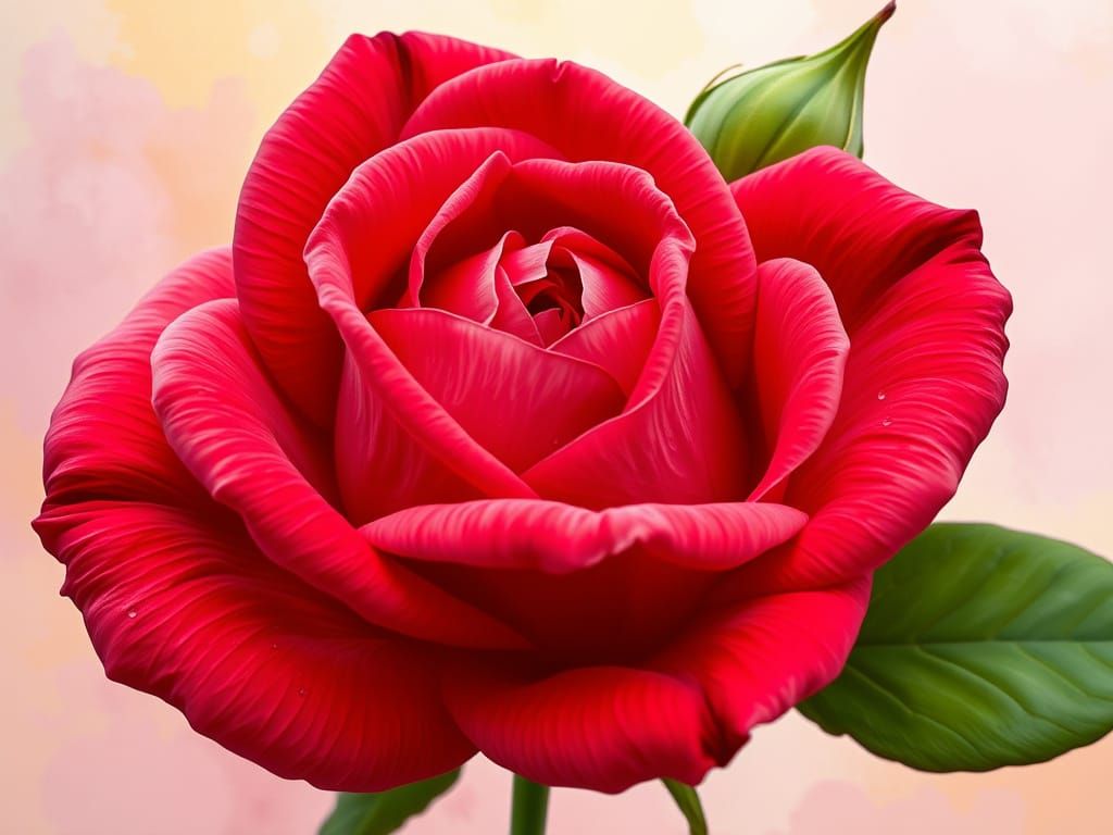 Close-up of a blooming red rose, with beautiful petals