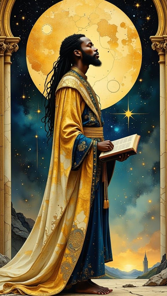 Wise Black Man in Celestial Cathedral