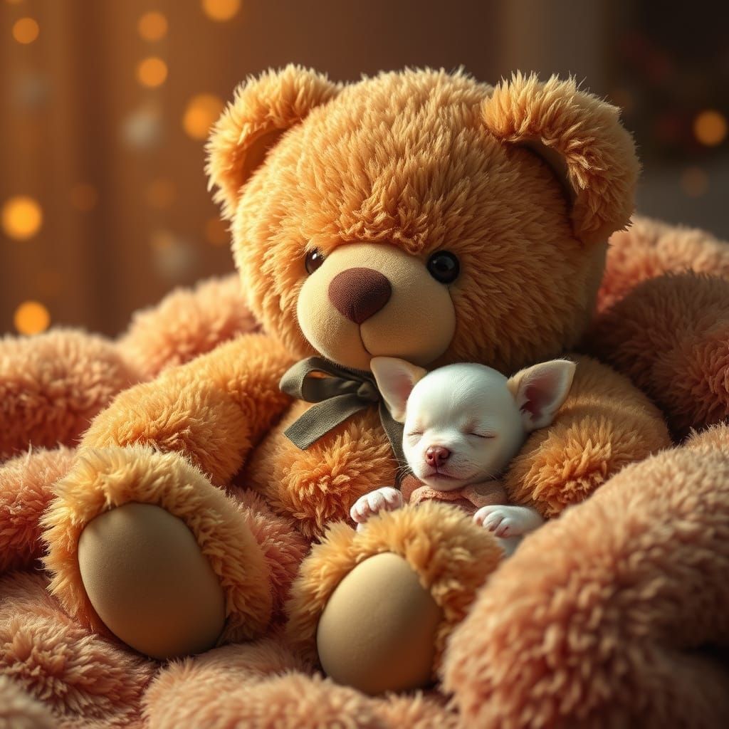 Teddy Bear with Chihuahua Puppy