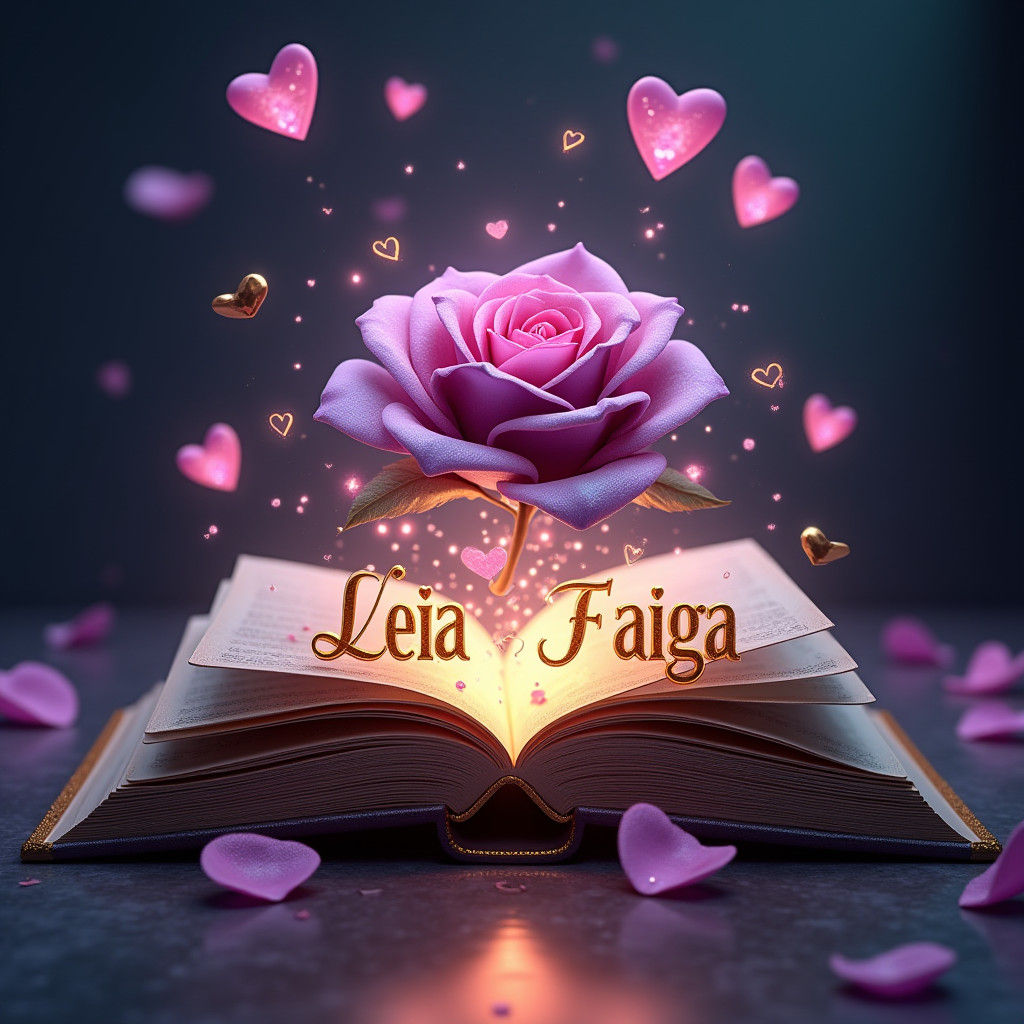 Luxurious 3D Logo with Gemstone Book and Rose