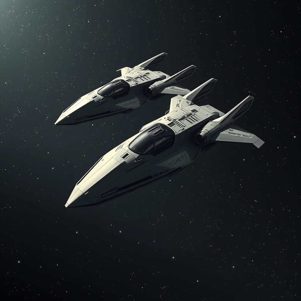 Sleek Spacecraft V Formation in Futuristic Style