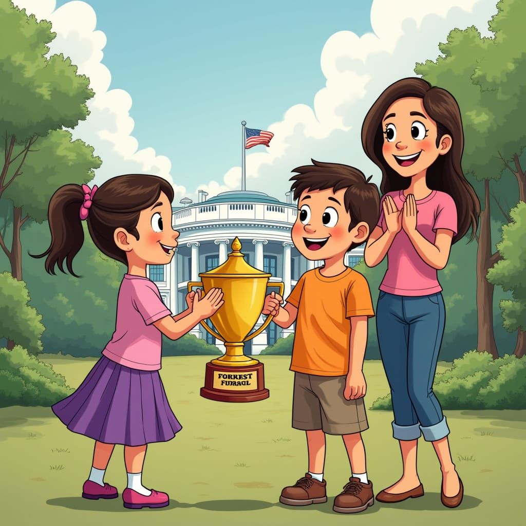 Cartoon Kids Receive Award at White House